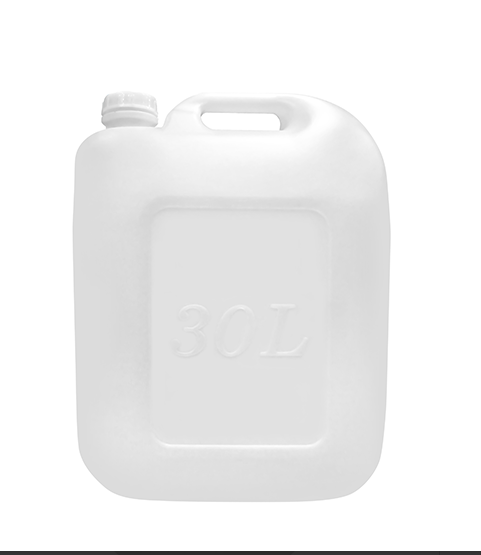 Can nhựa trắng 30 lít có quai xách, mặt can nổi chữ 30L