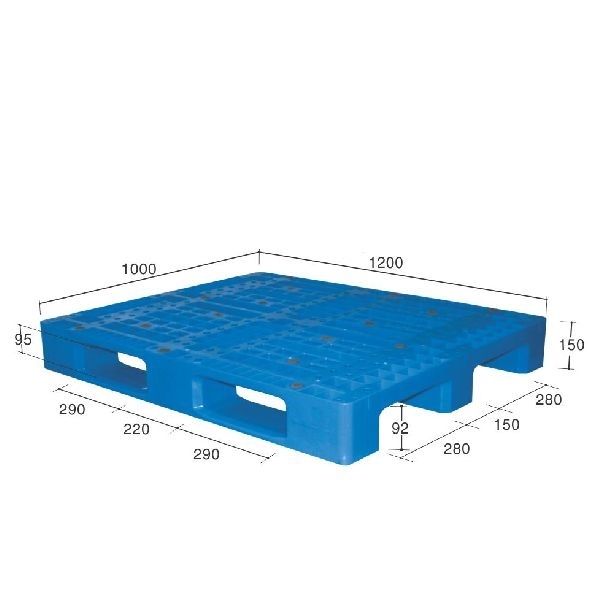 Pallet nhựa xanh dương mặt lưới ghi kích thước 1000x1200 mm